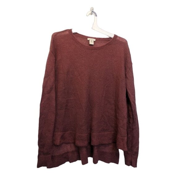 Sundance Women Crewneck Sweater Mohair Blend Plum High Low Hem Size Large - Picture 1 of 5